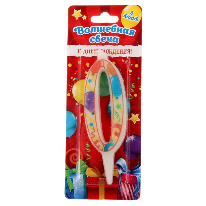 Свеча в торт цифра 0 "С Днем Рождения"