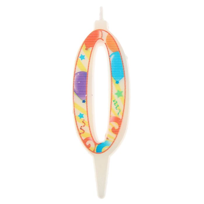 Свеча в торт цифра 0 "С Днем Рождения"