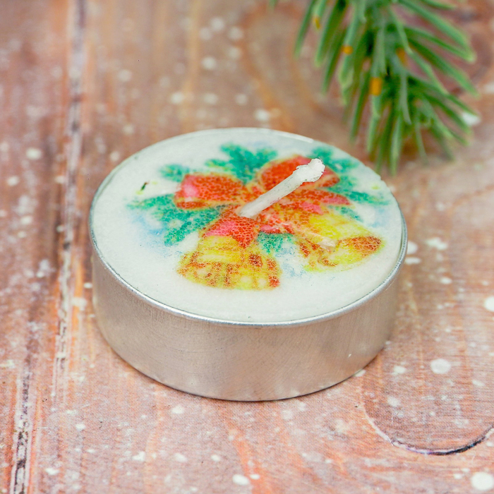 Свеча на открытке "С Рождеством и Новым Годом! Рождественская ночь"