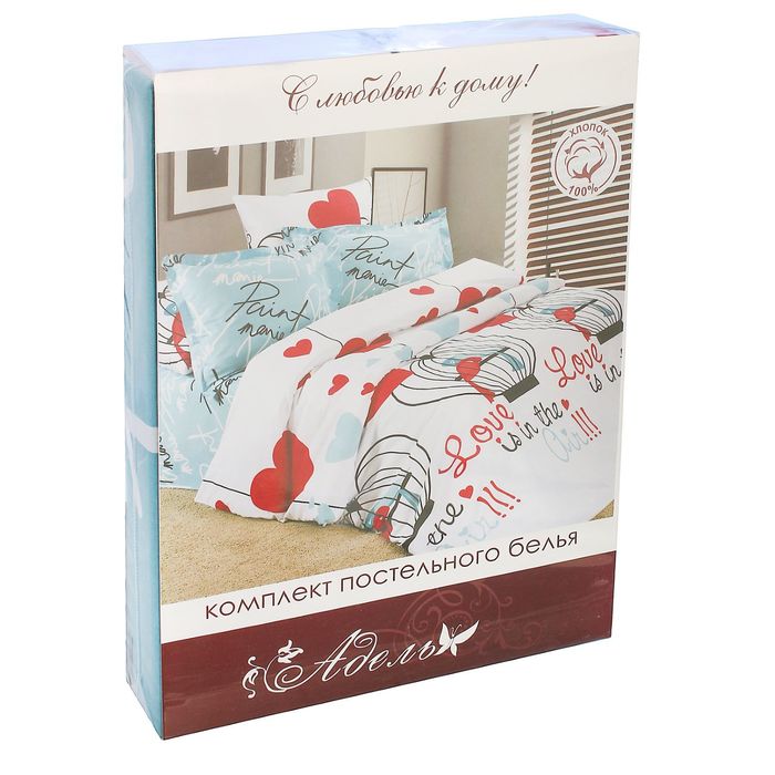 Постельное бельё АДЕЛЬ «Первая любовь» 1,5 сп, размер 145х210 см, 145х210 см, 70х70 см-1 шт., поплин 125 г/м²