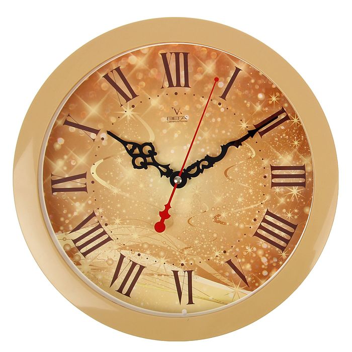 Часы настенные круглые "Серпантин", золотистый обод, 28х28 см
