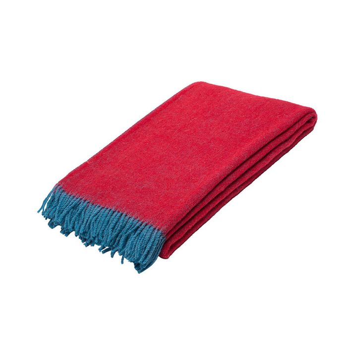 Плед " Дуэт" шерстяной,100% овечья шерсть 140*200 см, цв.67 крас-бирюза