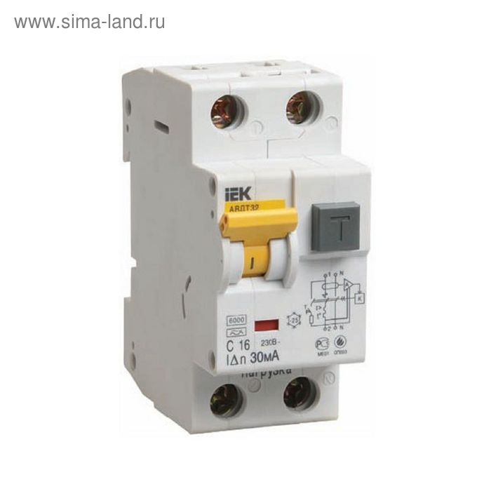 

Дифф. автомат IEK, 1 п + N, 2 мод., C 25 А, 100 мА, тип A, 6 кА, АВДТ-32, MAD22-5-050-C-100