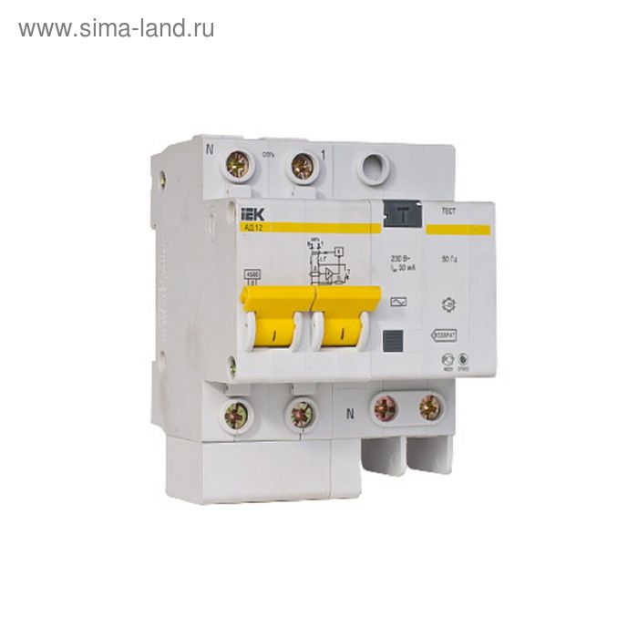 

Дифф. автомат IEK, двухполюсный, 4 мод., C 25 А, 30 мА, тип AC, 4.5 кА, АД-12, MAD10-2-050-C-030 1