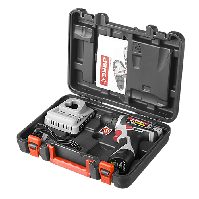 Дрель-шуруповёрт "ЗУБР" ДА-12-2-Ли КМ1, 12В, 1.5 А∙ч, 10 мм, 0-350 / 0-1350 об/мин, БЗУ