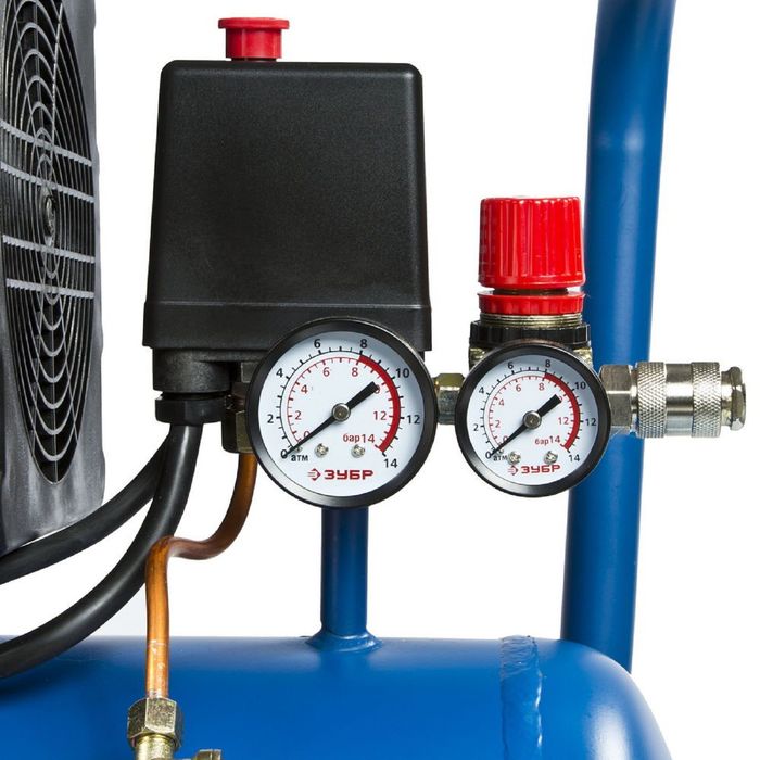 Компрессор "ЗУБР" ЗКП-230-24-2.5, воздушный, поршневой, безмасляный, 24л, 8Атм, 2500Вт, 220В