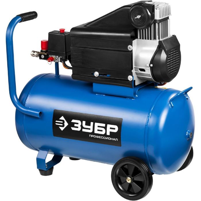 Компрессор "ЗУБР" ЗКП-230-50-2.5, воздушный, поршневой, безмасляный, 50л, 8Атм, 2500Вт, 220В
