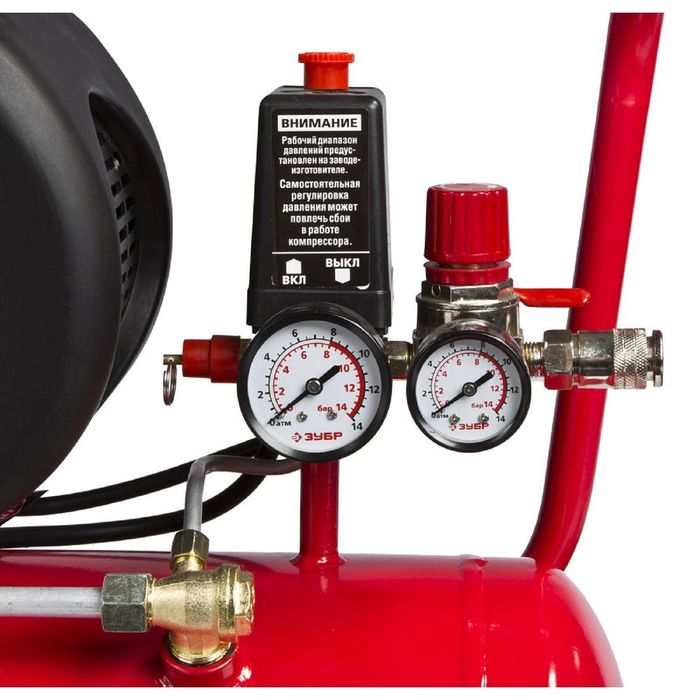 Компрессор "ЗУБР" ЗКПМ-220-24-1.5-H5, воздушный, поршневой, масл., 24л, 8Атм, 1500Вт, 220В