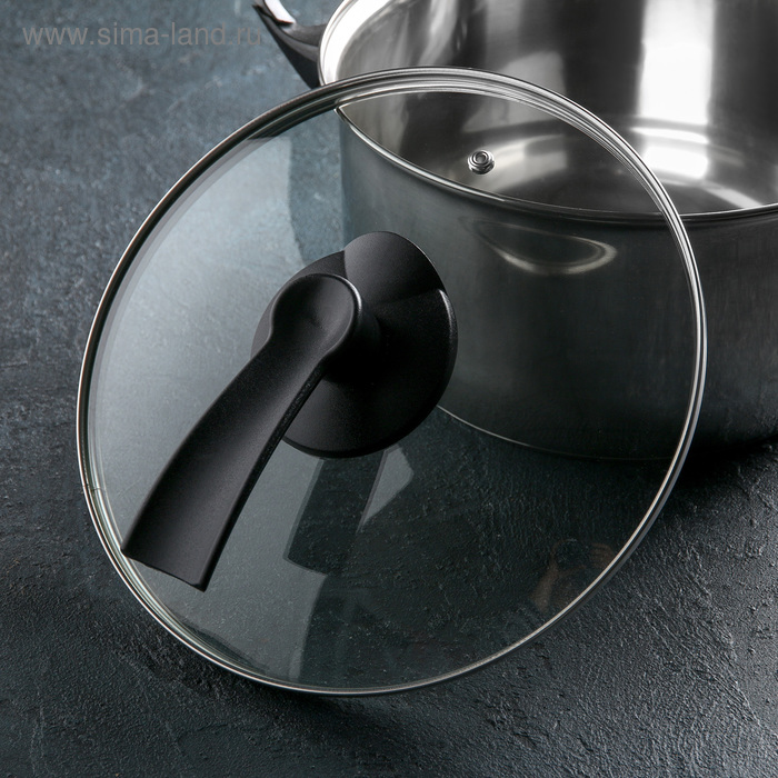 фото Крышка для сковороды и кастрюли стеклянная, d=24 см, с пластиковой ручкой jarko