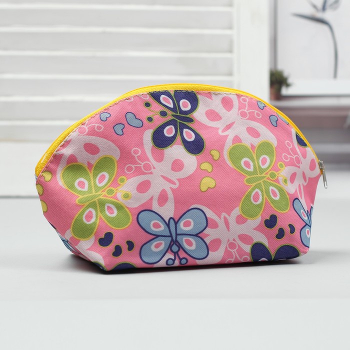 Косметичка простая на молнии, 1 отдел, цвет розовый