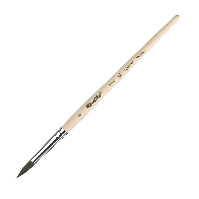 Кисть Белка круглая, Roubloff серия 1410 № 6, ручка короткая пропитана лаком, белая обойма