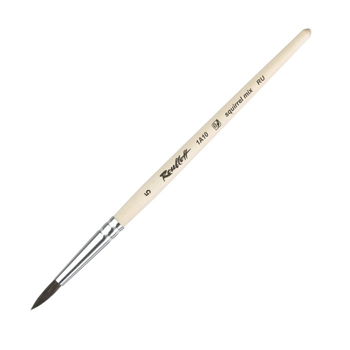 Кисть из смеси Белки круглая, Roubloff серия 1А10 №5, короткая ручка покрыта лаком