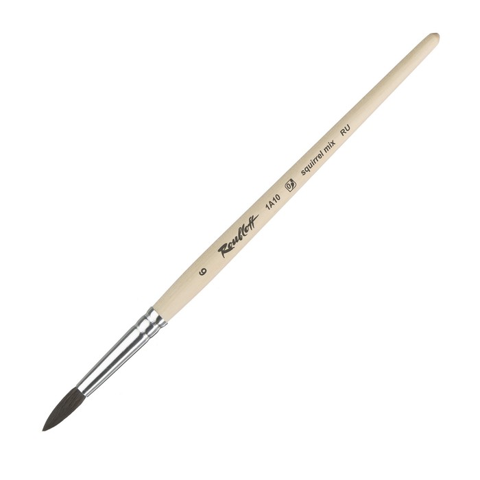 Кисть из смеси Белки круглая, Roubloff серия 1А10 №6, короткая ручка покрыта лаком