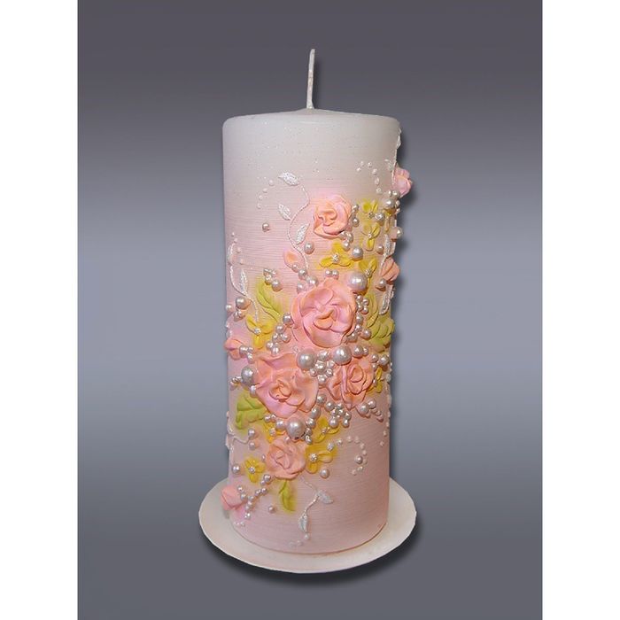 свеча "Цветочная фантазия" персиковая