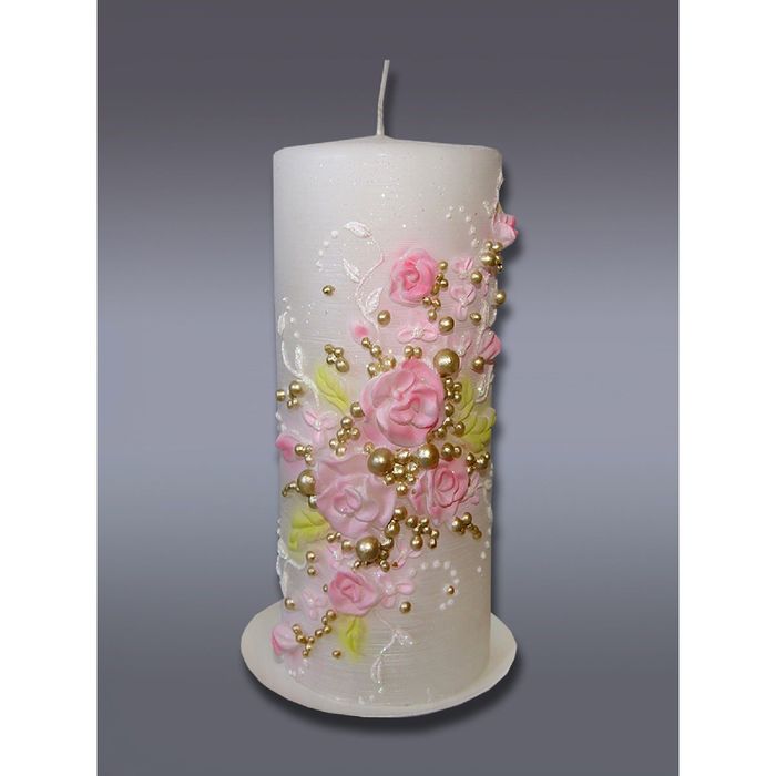 свеча "Цветочная фантазия" белая перламутровая