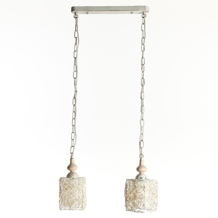 Люстра подвес кантри "Мессина" 2 лампы 60W Е27 слоновая кость 28 см