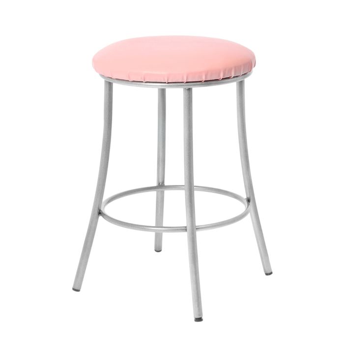 Табурет мягкий, "Экстра" порошковое покрытие, искра-хром, цвет розовый