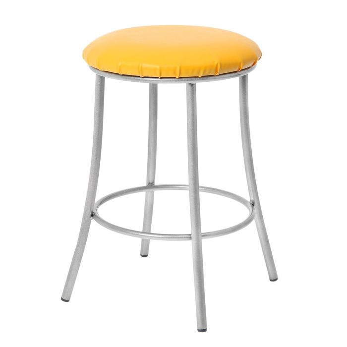 Табурет мягкий, "Экстра" порошковое покрытие, искра-хром, цвет желтый