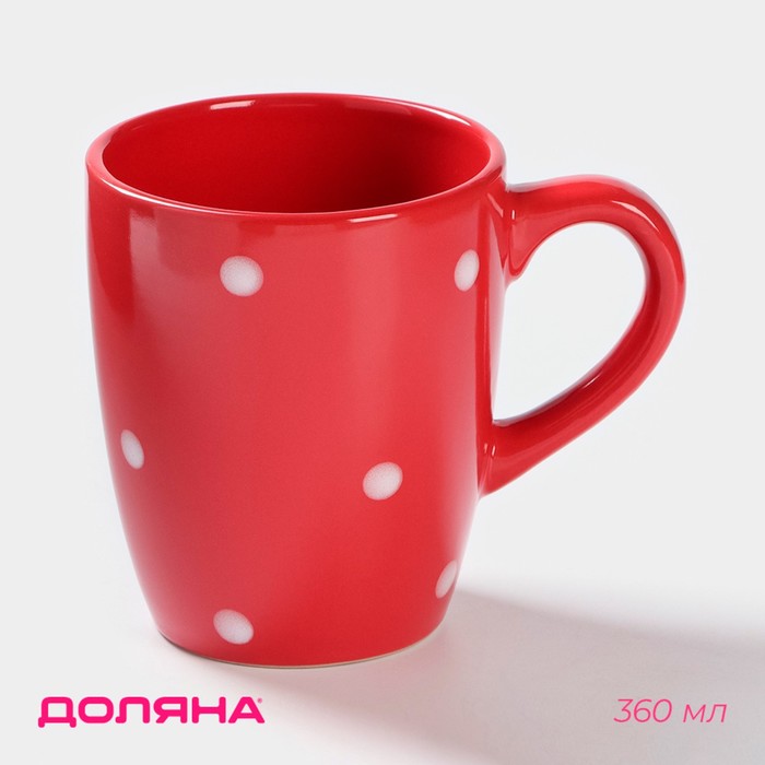 Кружка керамическая Доляна «Красный Горох», 360 мл, цвет красный кружка керамическая доляна маршмэллоу 360 мл цвет розовый