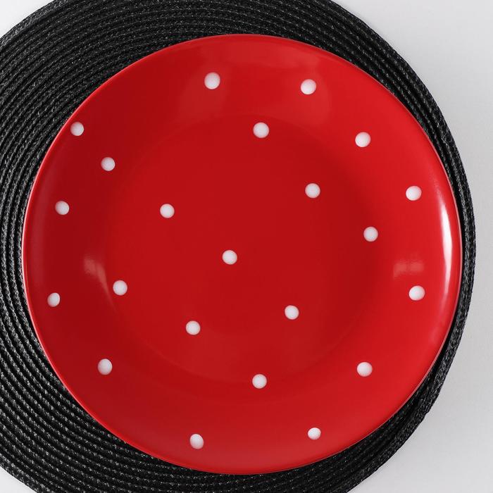 Тарелка керамическая обеденная Доляна «Красный горох», d=27 см, цвет красный