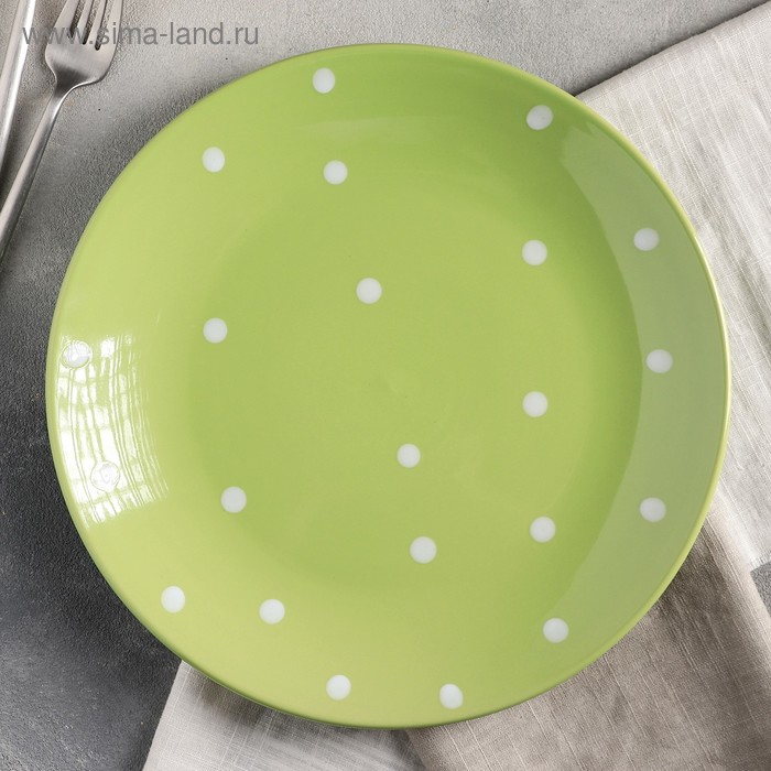 Тарелка керамическая обеденная Доляна «Зелёный горох», d=27 см, цвет зелёный тарелка обеденная moss d 27 см цвет зелёный