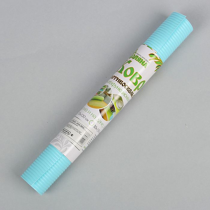 Коврик противоскользящий 30х150 см "Полосы", цвет голубой