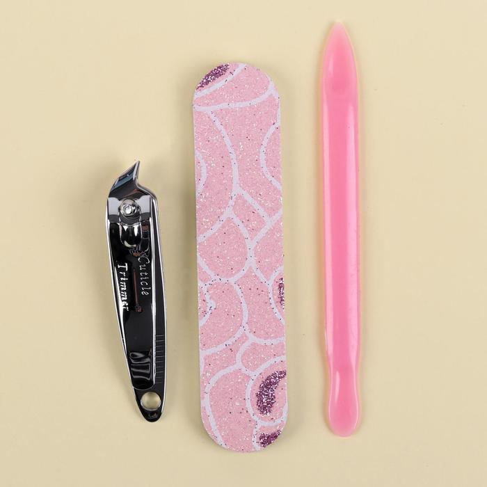 Набор маникюрный, 3 предмета, цвет МИКС