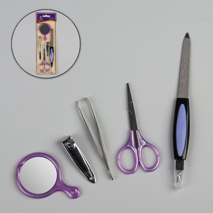 Набор маникюрный, 5 предметов, цвет МИКС