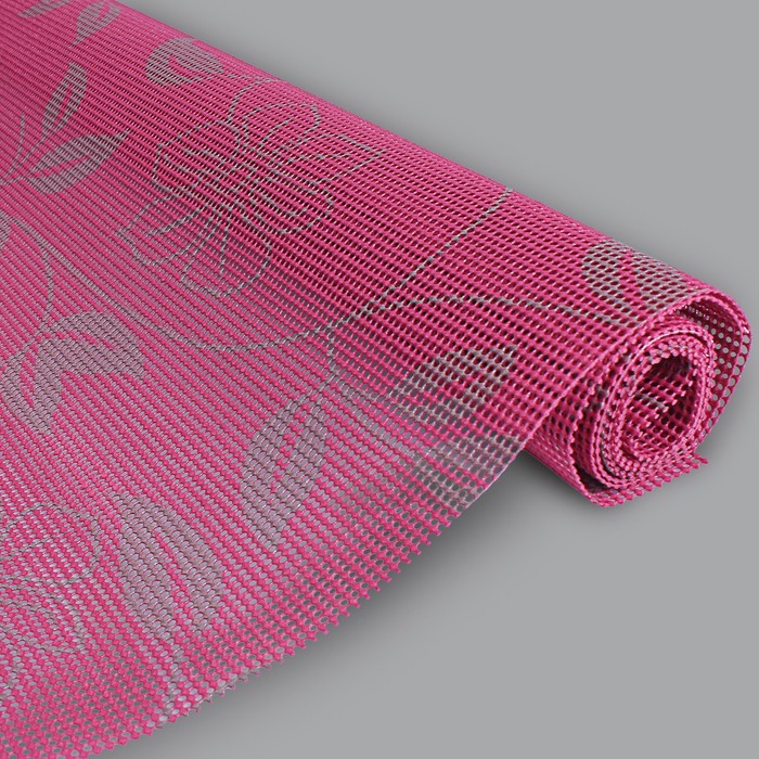 Коврик противоскользящий 45х100 см "Вьющиеся цветы", цвет красный