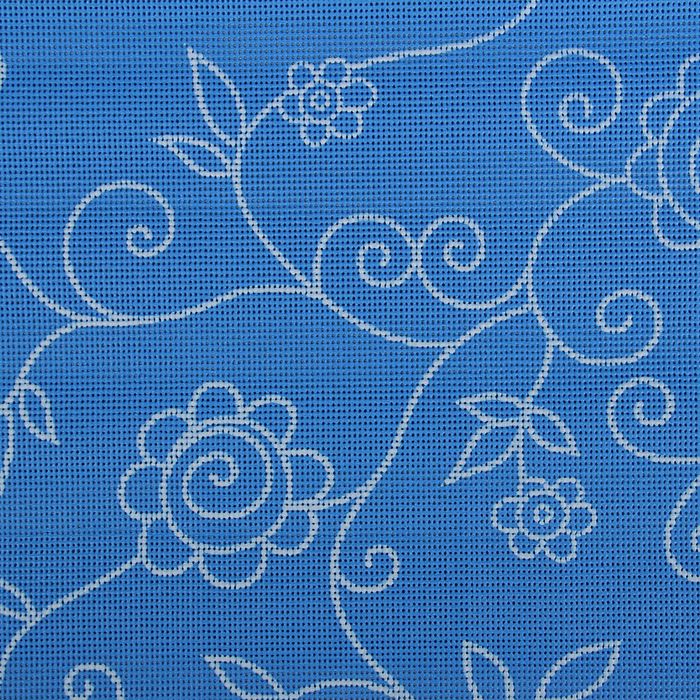 Коврик противоскользящий 45х100 см "Вьющиеся цветы", цвет синий