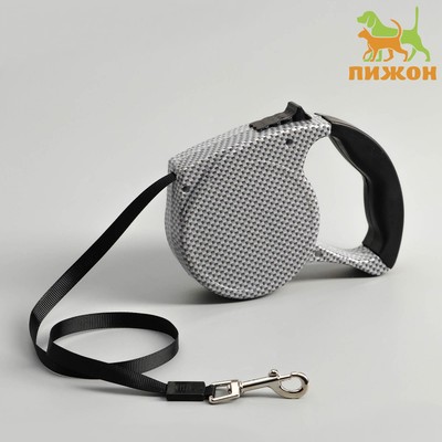 Рулетка с поводком-лентой, резиновая ручка, 5 м, вес до 15 кг, цветочная расцветка