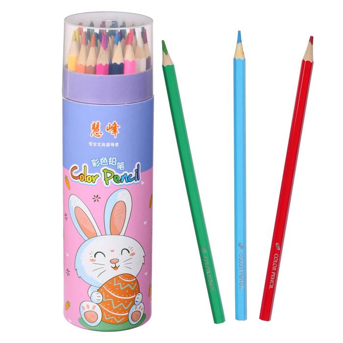 Карандаши 36 цветов в тубусе HW HONG WEI шестигранные