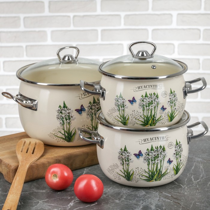 Набор кастрюль "Гиацинт", 3 шт: 2,5 л; 3,5 л, 5 л