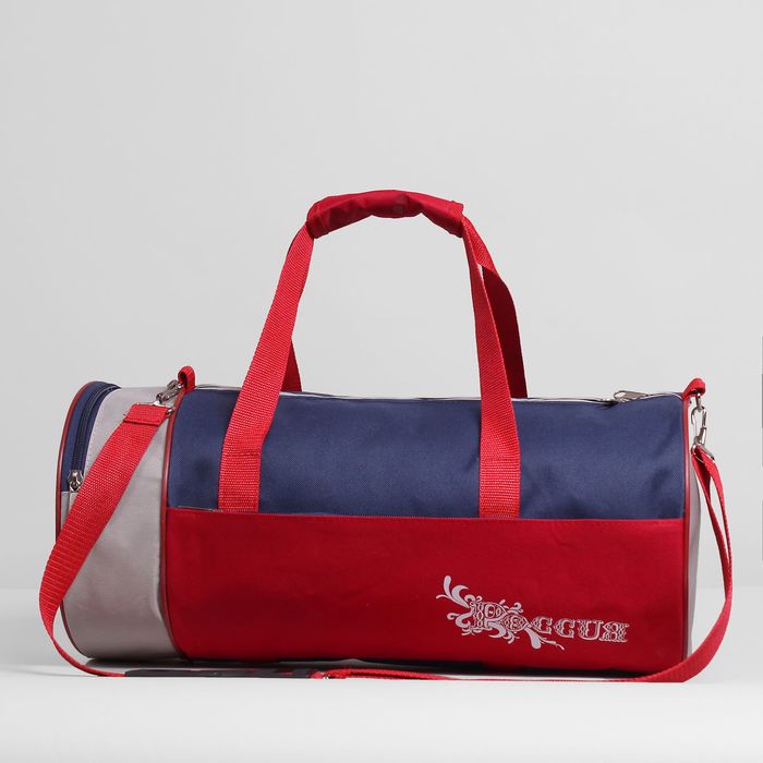 Сумка спортивная, 1 отдел, наружный карман, цвет синий/красный/серый