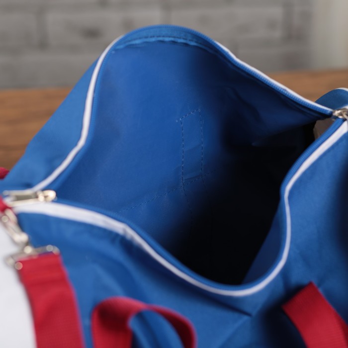 Сумка спортивная, 1 отдел, наружный карман, цвет синий/красный/белый