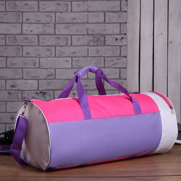 Сумка спортивная, 1 отдел, наружный карман, цвет розовый/сиреневый/белый