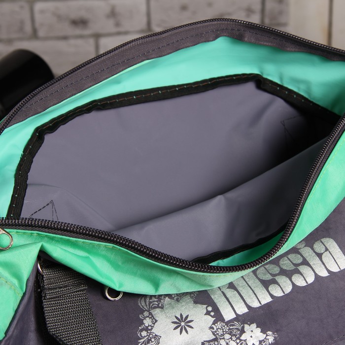 Сумка спортивная, 1 отдел, наружный карман, цвет серый/бирюзовый