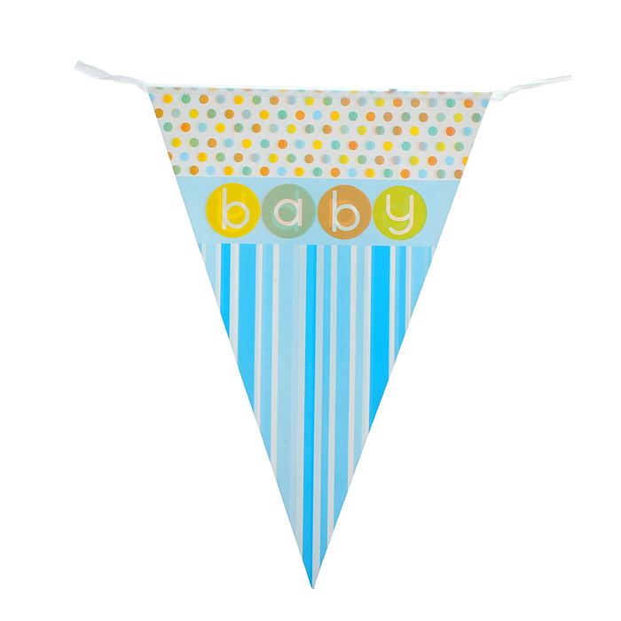 Гирлянда Baby в поолосочку и горошек, 230 см, цвет голубой