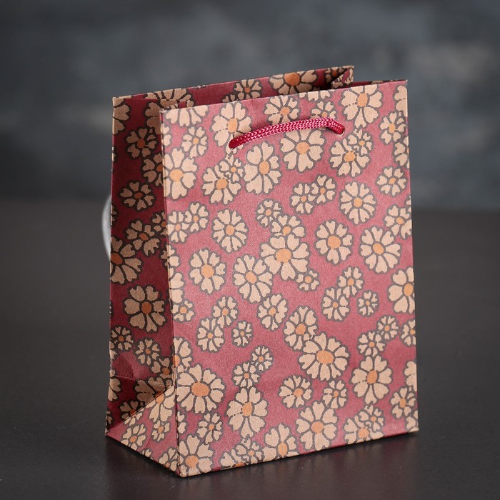 Пакет крафт "Ромашки" 11 х 6 х 14 см