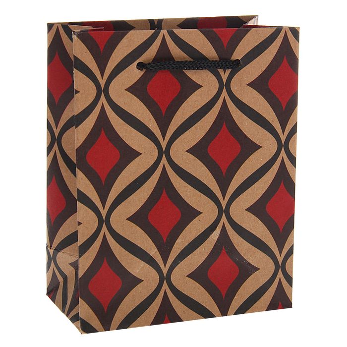 Пакет крафт "Ромбики" 11 х 6 х 14 см