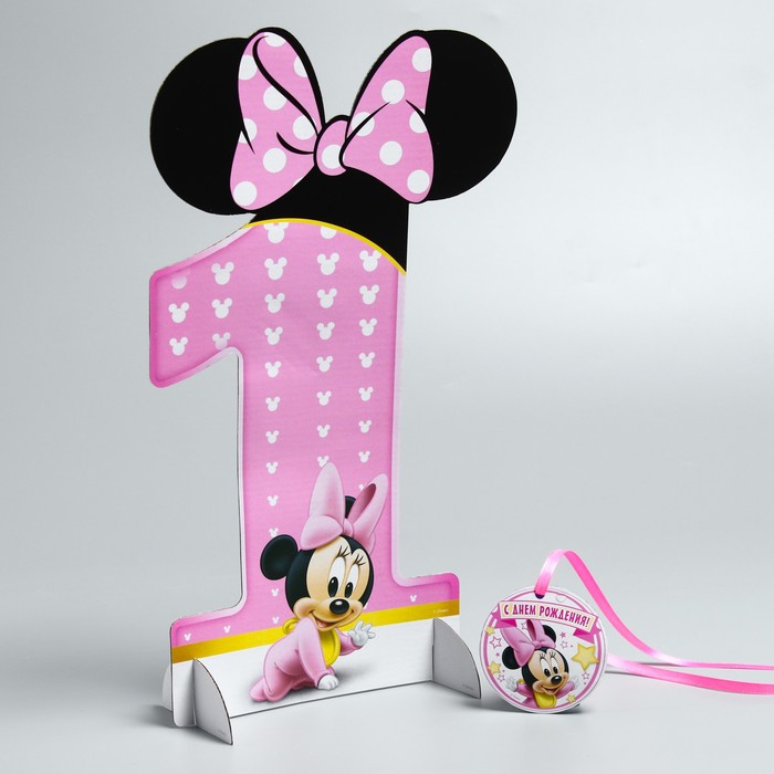 Цифра для украшения праздника "1", Минни Маус