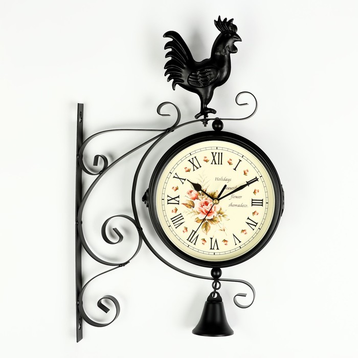 Часы настенные двусторонние, на подвесе Флюгер, плавный ход, d-19 см, 48 х 32 см, 2 АА 15865