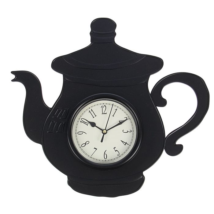 Часы настенные кухонные "Чайник с ручкой", чёрные