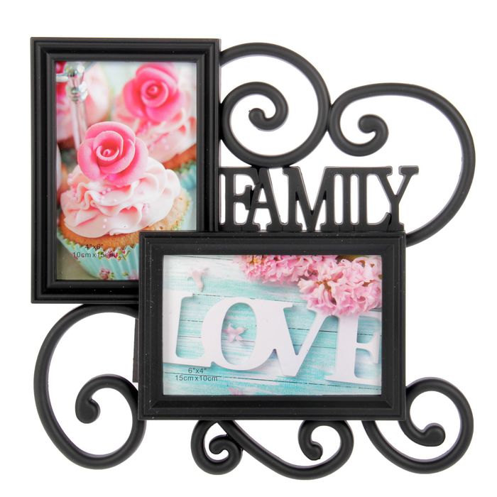 Фоторамка на 2 фото 10х15 см "Семья" черная 29х29 см
