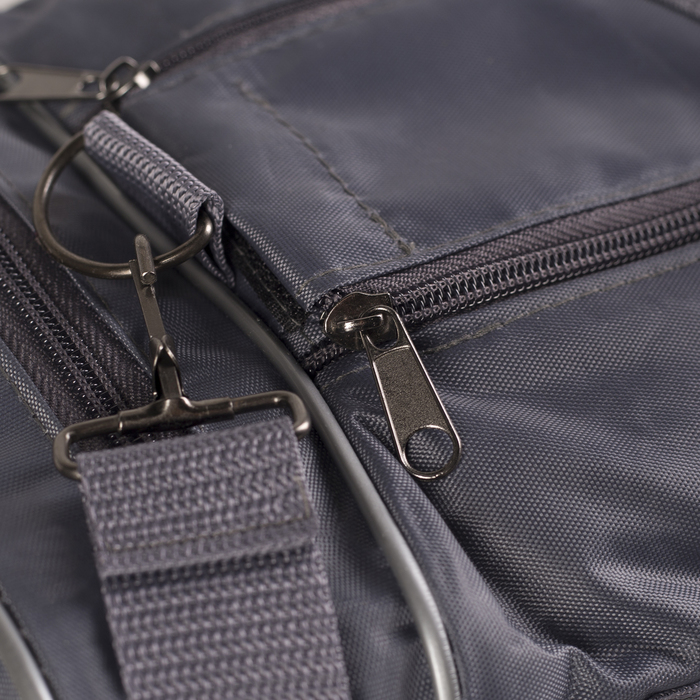 Сумка спортивная на молнии, 1 отдел, 3 наружных кармана, длинный ремень, цвет серый