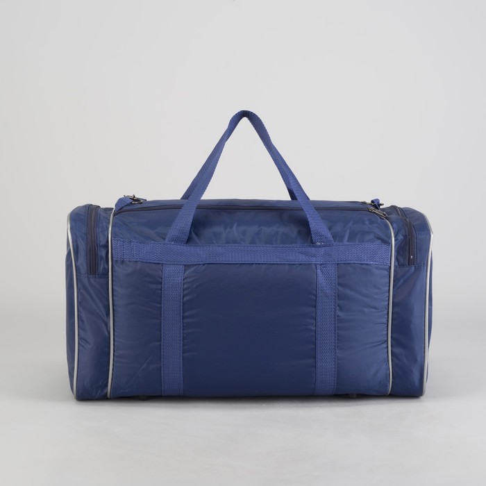 Сумка спортивная, 1 отдел на молнии, 3 наружных кармана, длинный ремень, цвет синий