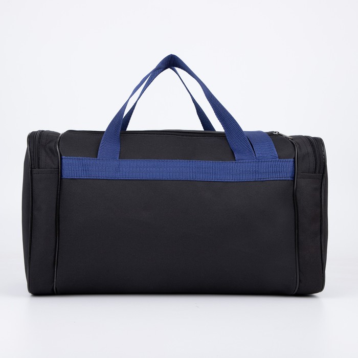 Сумка спортивная на молнии, 1 отдел, 3 наружных кармана, цвет синий/чёрный