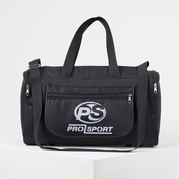 Сумка спортивная на молнии, 1 отдел, 3 наружных кармана, цвет чёрный/серый