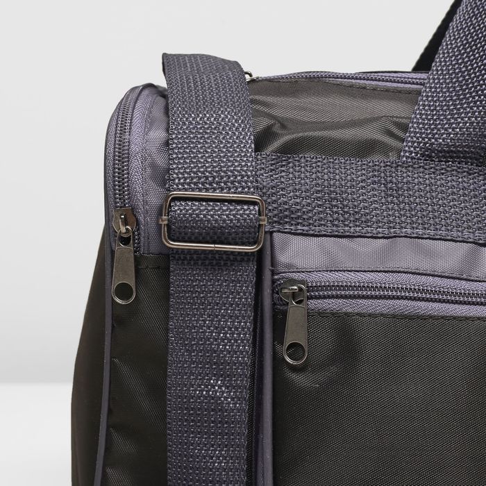 Сумка спортивная на молнии, 1 отдел, цвет чёрный/серый