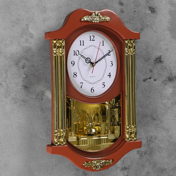 Часы настенные с маятником "Серия Элея. Овал с лепестками", коричневые